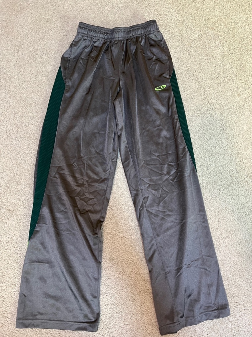 Champion Gray Athletic Pants with Neon Green Drawstring Detail